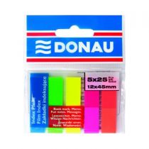 Zakładki indeksujące PP Donau paski 12 x 45 mm 5 kolorów po 25 zakładek