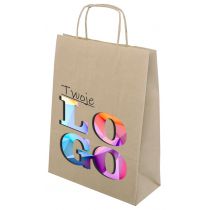 Torba papierowa Z NADRUKIEM 180x80x225mm z uchwytem skręcanym