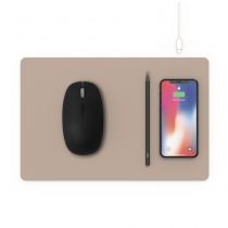 POUT Hands3 Pro Combo - sada, bezdrátová myš a podložka pod myš s rychlým bezdrátovým nabíjením, krémová barva