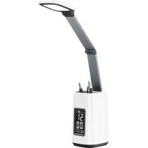 Moderní LED stolní lampa Activejet TECHNIC bílá s LED displejem (datum, čas, budík) skládací