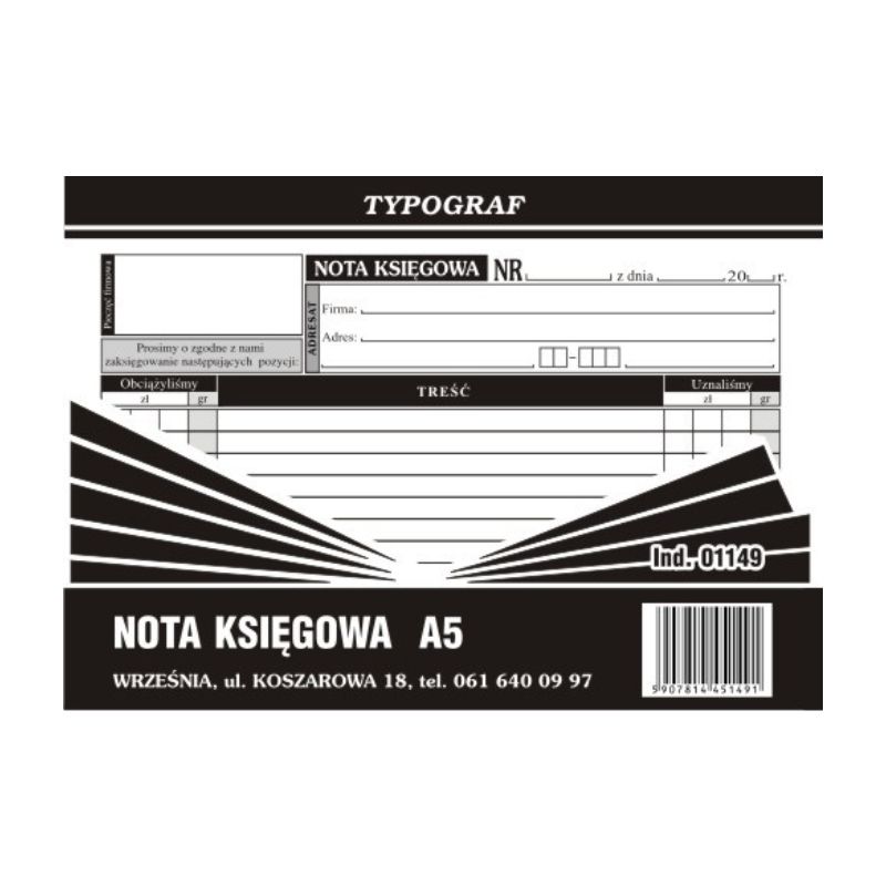 Nota księgowa A5