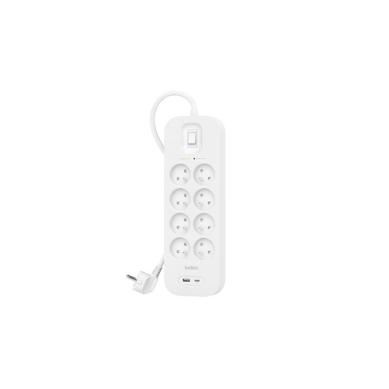 BELKIN LISTWA ZASILAJĄCA 8-PORTS + 1XUSB-A/1XUSB-C, 900J