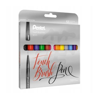Pisaki do kaligrafii PENTEL Touch Brush Pen 12 kolorów SES15C