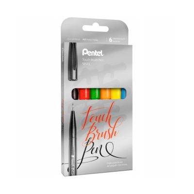 Pisaki do kaligrafii PENTEL Touch Brush Pen 6 kolorów SES15C