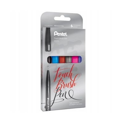 Pisaki do kaligrafii PENTEL Touch Brush Pen 6 kolorów SES15C
